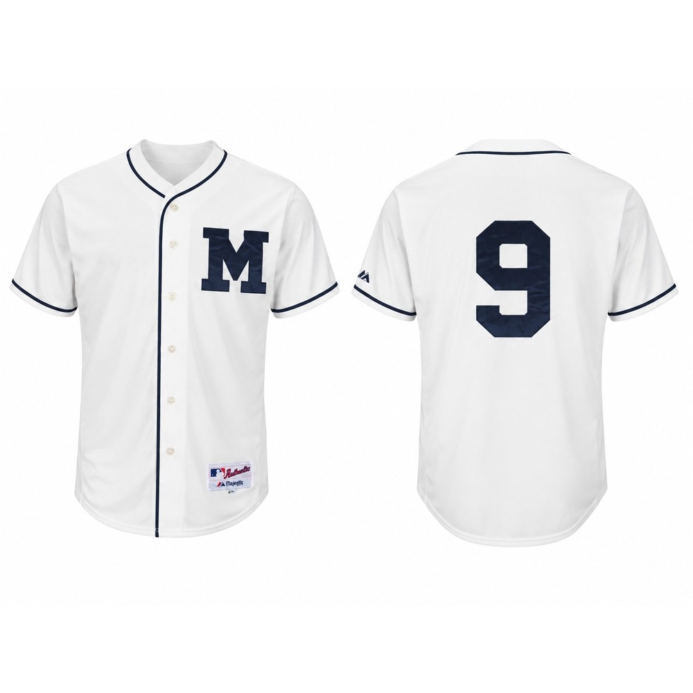 Vintage Majestic Authentic Collection Baseball Jersey White Navy #9 Size 50 USA
